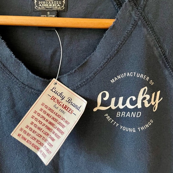 NWT Lucky Brand Logo Muscle Tee Navy Blue - Small - Picture 2 of 3